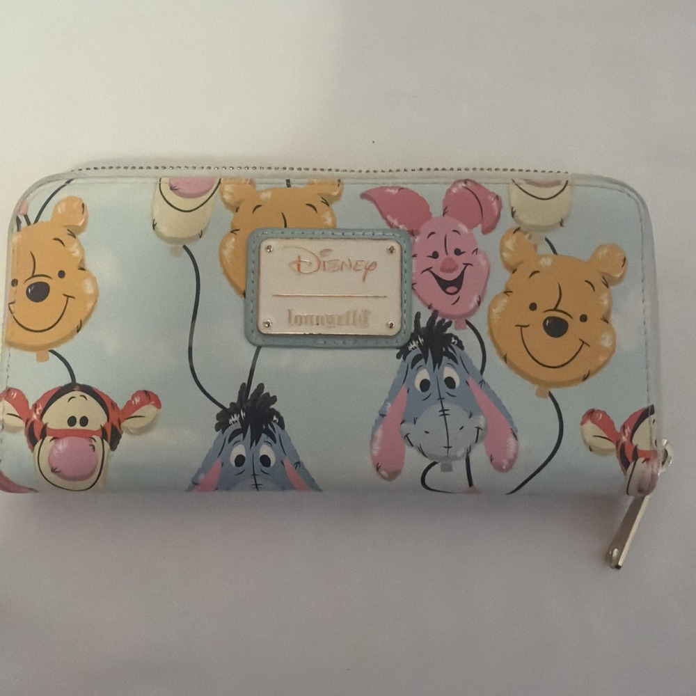 Disney Loungefly Winnie the Pooh Balloon Friends Zip Around Faux Leather Wallet